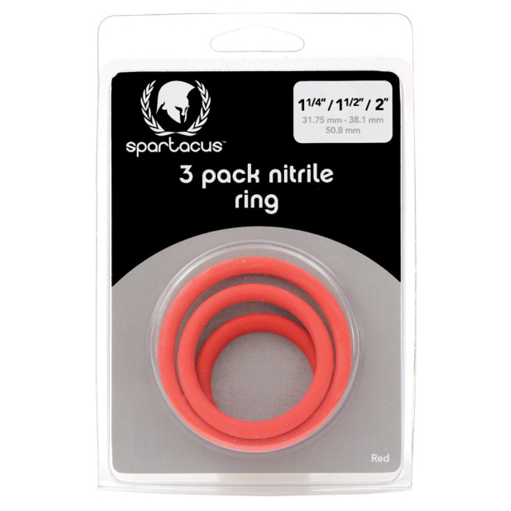 Spartacus Nitrile Cock  Ring Set - Red Pack of 3
