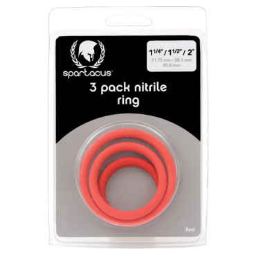 Spartacus Nitrile Cock  Ring Set - Red Pack of 3