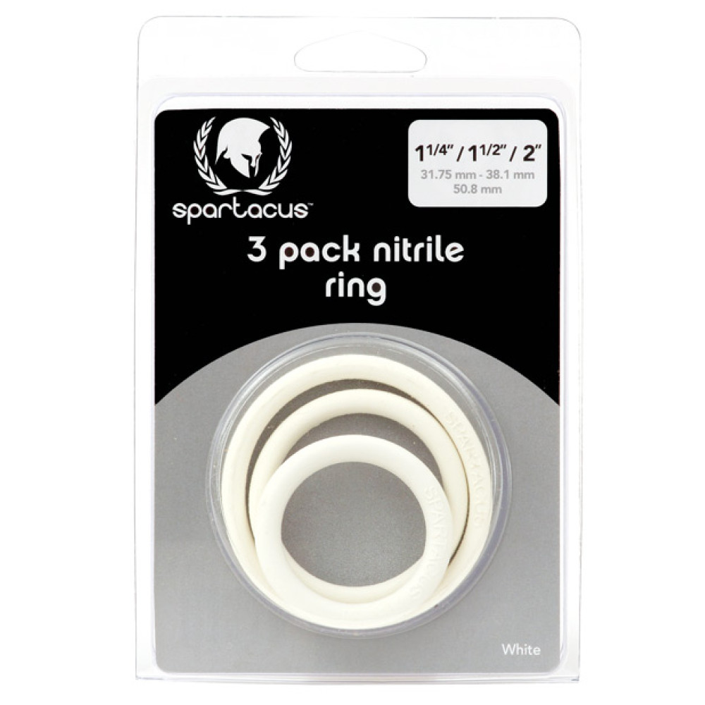 Spartacus Nitrile Cock  Ring Set - White Pack of 3