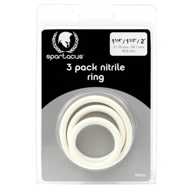 Spartacus Nitrile Cock  Ring Set - White Pack of 3