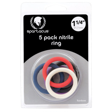 Spartacus 1.25" Nitrile Cock  Ring Set - Asst. Colors Pack of 5