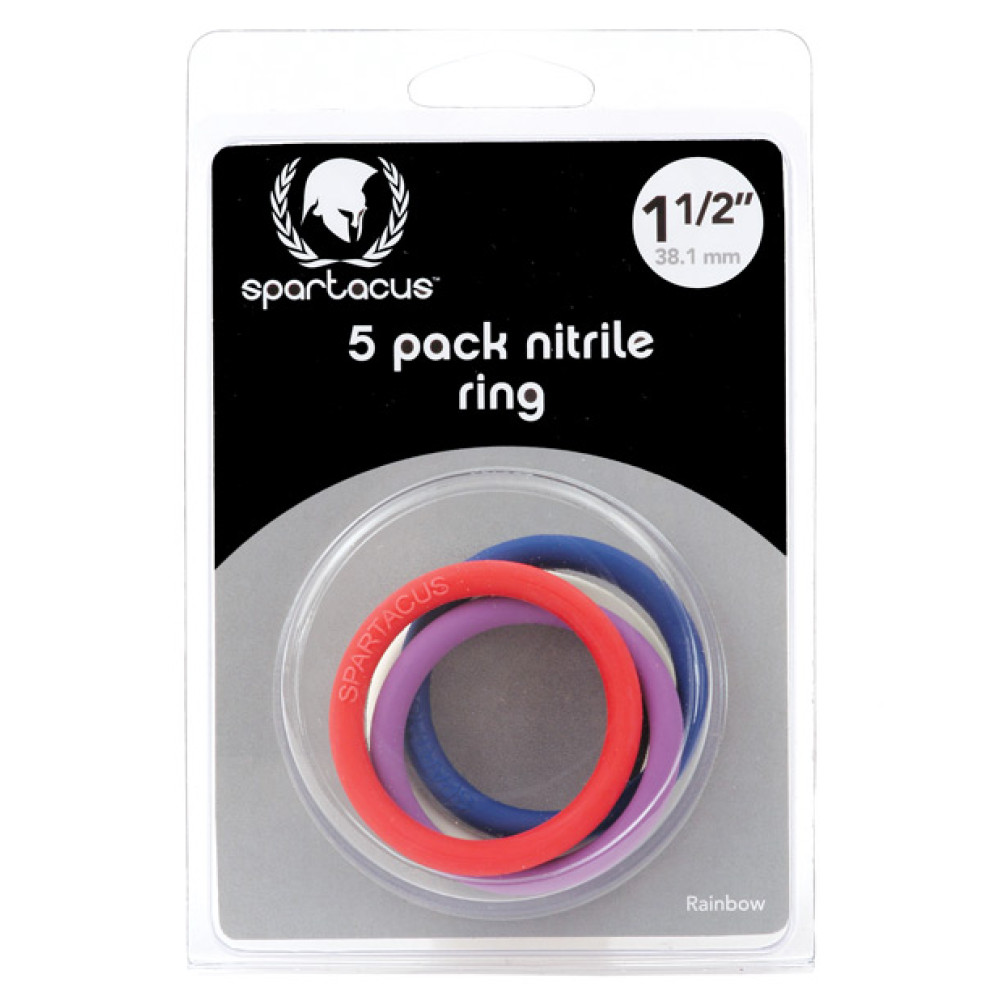 Spartacus 1.5" Nitrile Cock  Ring Set - Asst. Colors Pack of 5