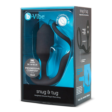 b-Vibe Snug & Tug Weighted Silicone & Penis Ring - 128 g Black