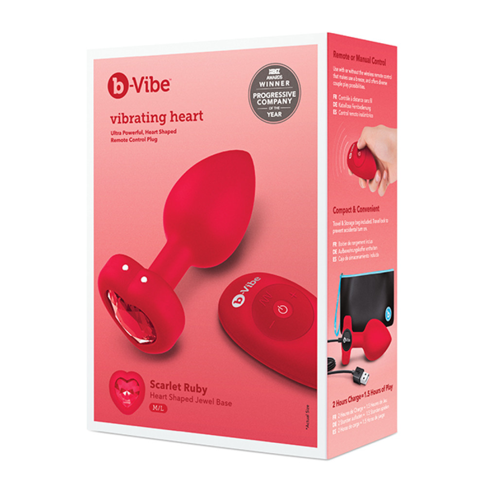 b-Vibe Vibrating Heart Plug M/L - Red