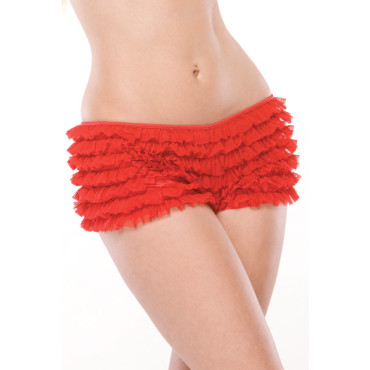 Ruffle Shorts w/Back Bow Detail Red XXL