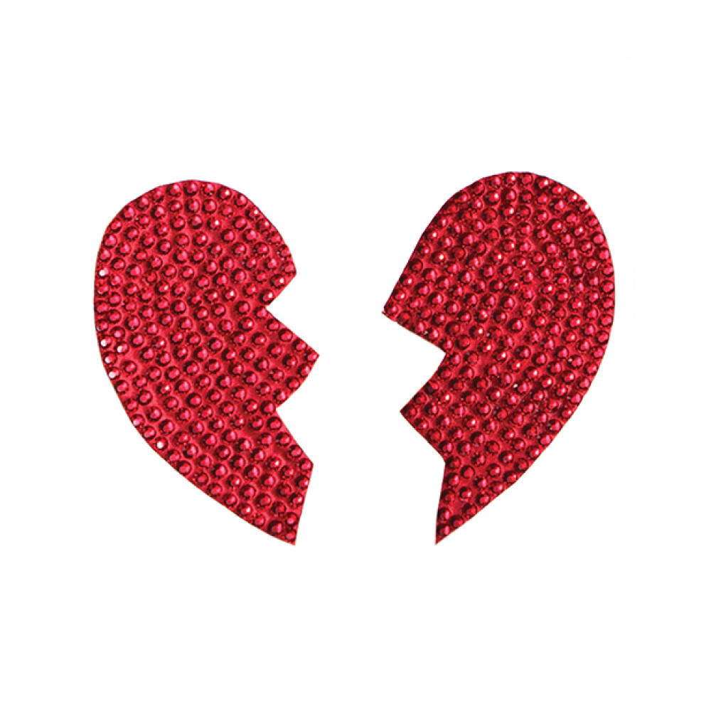 Rhinestone Broken Heart Reusable Pastie - Red O/S