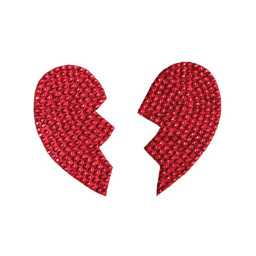 Rhinestone Broken Heart Reusable Pastie - Red O/S