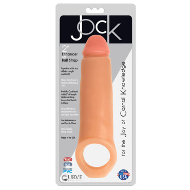 Curve Toys Jock Enhancer 2" Extender w/Ball Strap - Vanilla