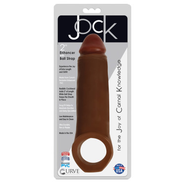Curve Toys Jock Enhancer 2" Extender w/Ball Strap - Chocolate