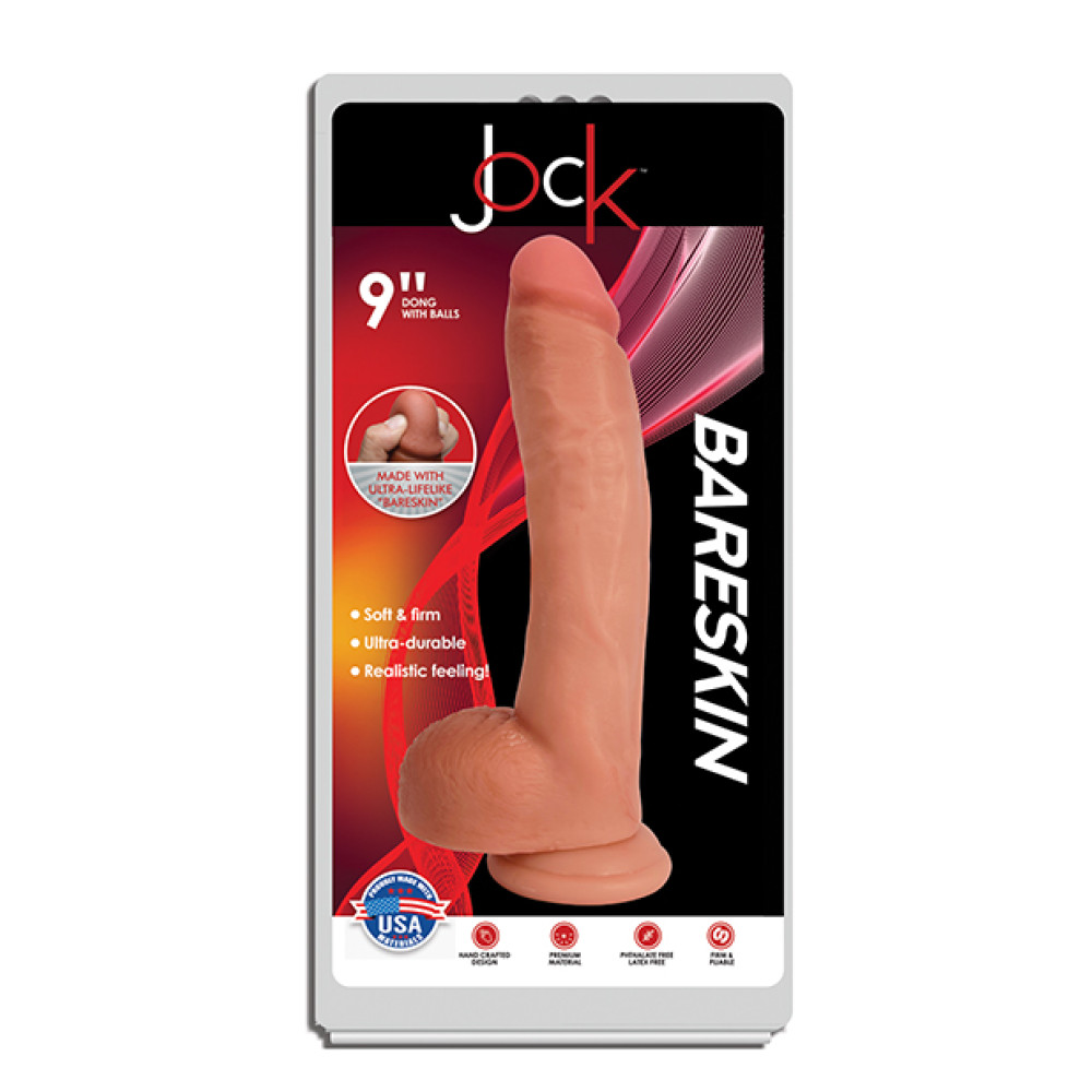 Curve Toys 9" Bareskin Dong w/Balls - Flesh