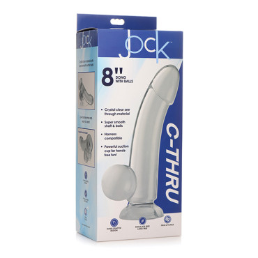 Curve Toys Jock C-Thru 8" Smooth Dong w/Balls - Clear