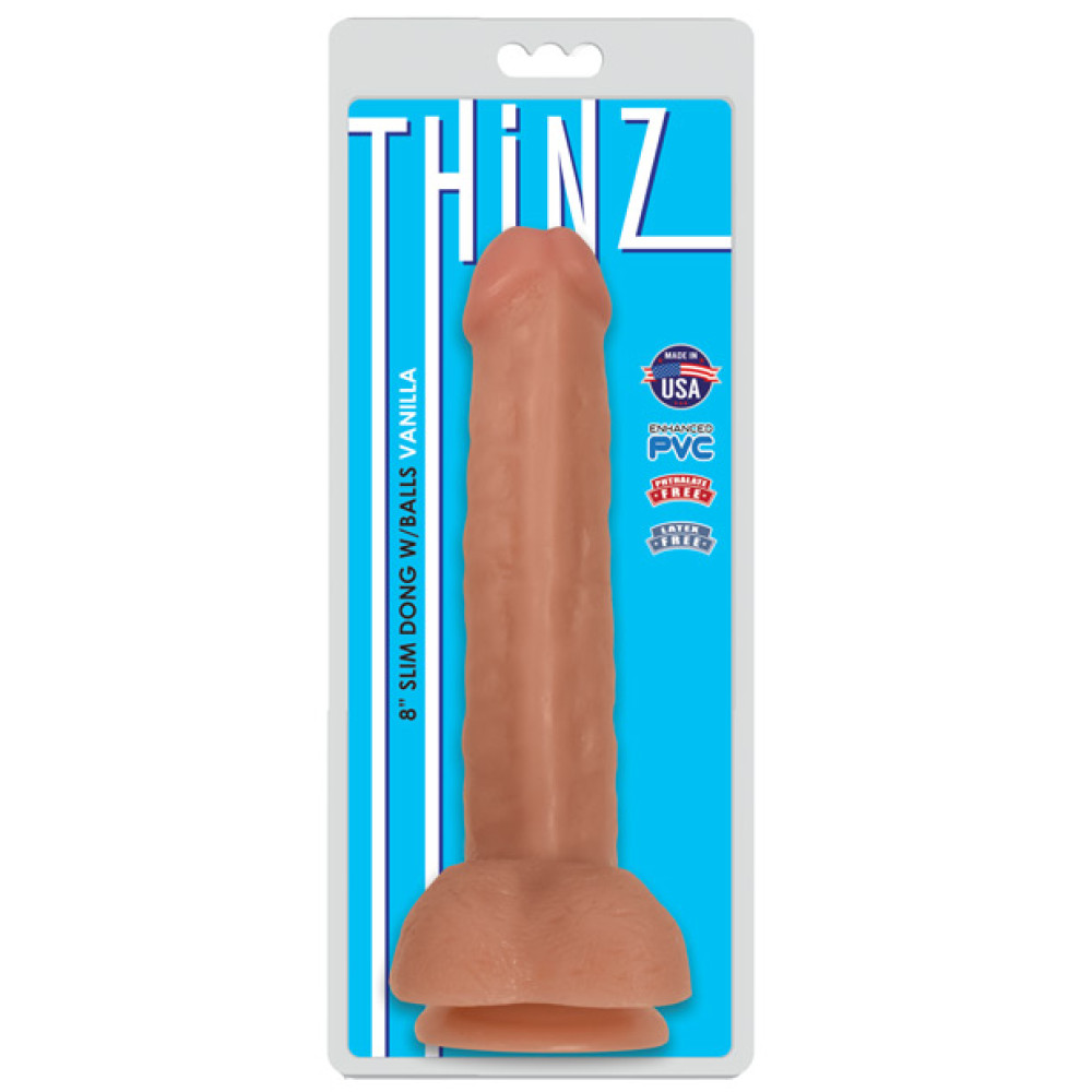 Curve Toys Thinz 8" Slim Dong w/Balls - Vanilla