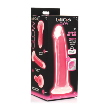 Curve Toys Lollicock 7" Glow In The Dark Silicone Dildo - Pink