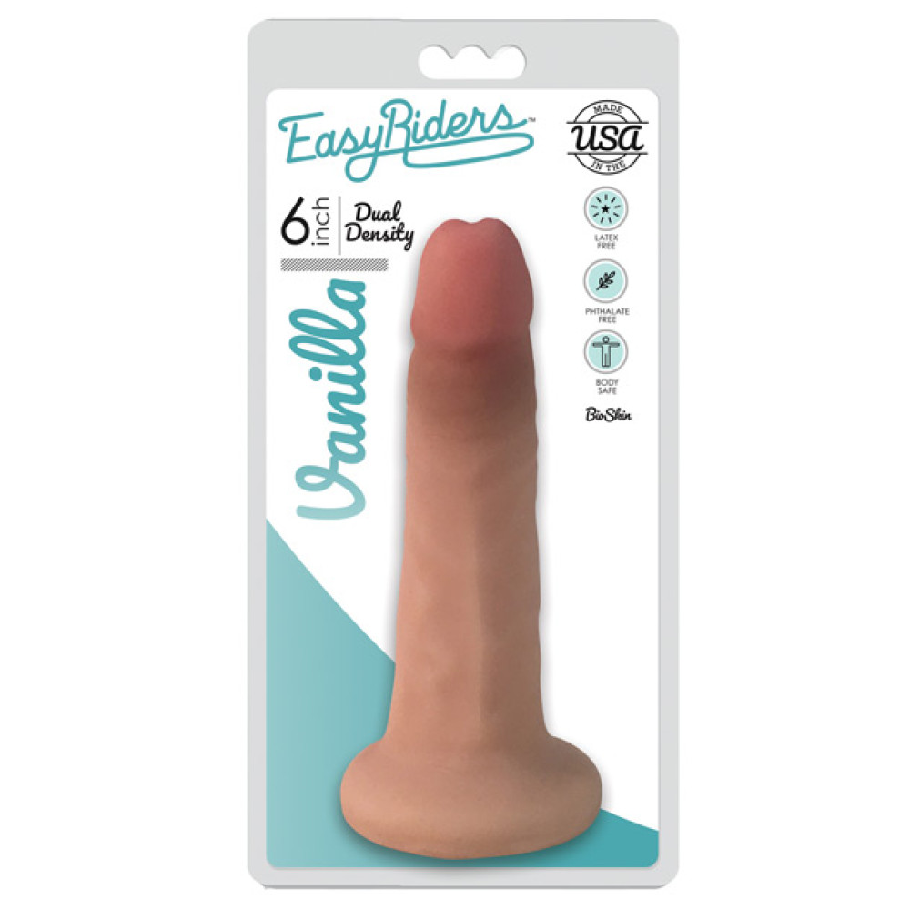 Curve Toys Easy Rider Dual Density 6" Slim Bioskin Dong - Vanilla