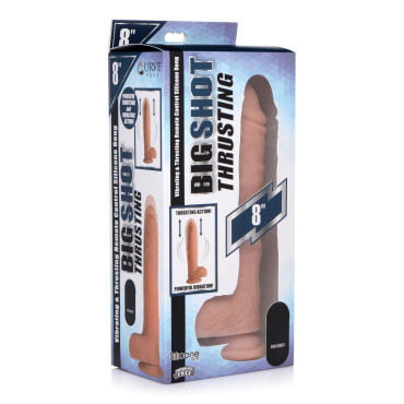 Curve Toys Big Shot 8" Thrusting Dildo w/Remote Control - Flesh