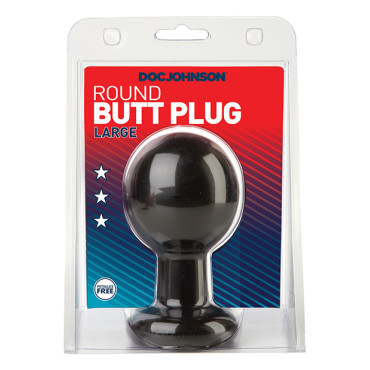 Round Butt Plug Large - Black