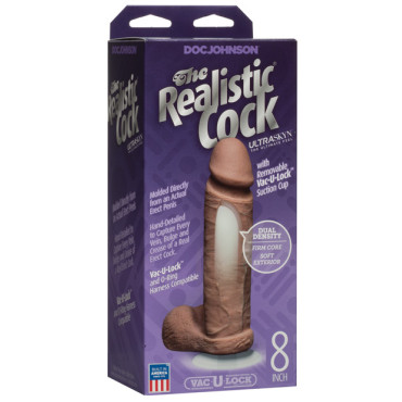 Realistic 8" Ultraskyn Cock w/Balls - Brown