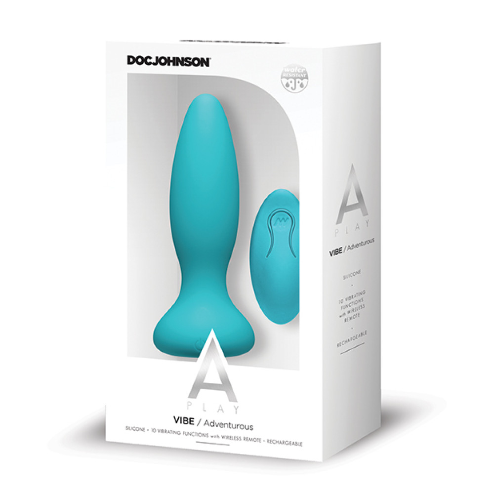A Play Rechargeable Silicone Adventurous Anal Plug w/Remote - Teal
