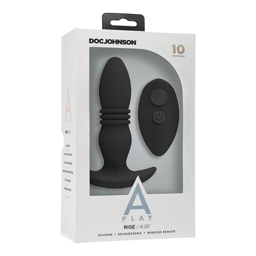 A Play Rise Rechargeable Silicone Anal Plug w/Remote - Black
