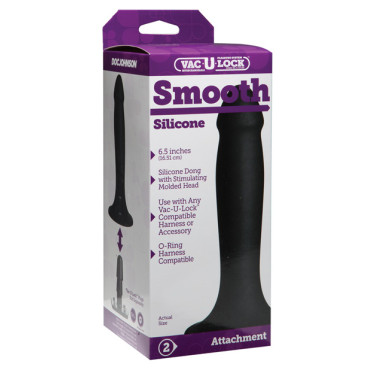Vac-U-Lock Smooth Silicone Dong - Black