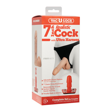 Ultra Harness 2 Set 2 w/7" Realistic Dong & Powder - Flesh