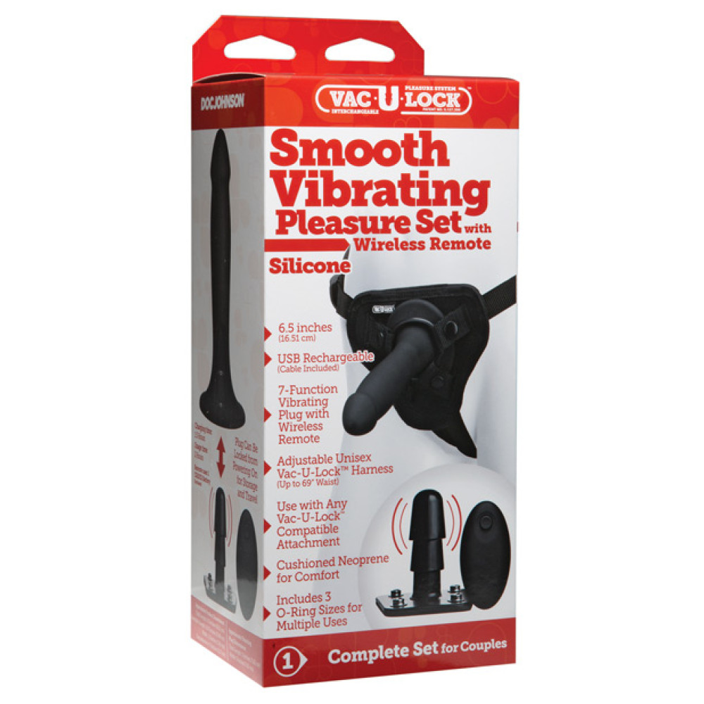 Vac-U-Lock Smooth Silicone Vibrating Pleasure Set - Black