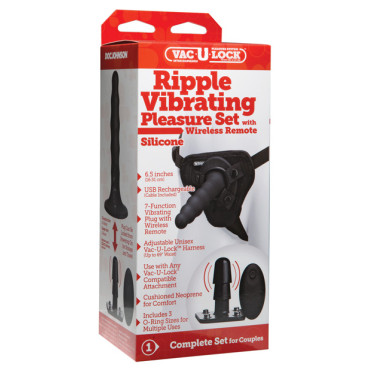Vac-U-Lock Ripple Vibrating Pleasure Set - Black