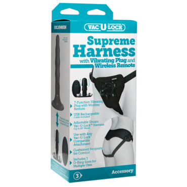 Vac-U-Lock Supreme Harness w/Vibrating Plug - Black
