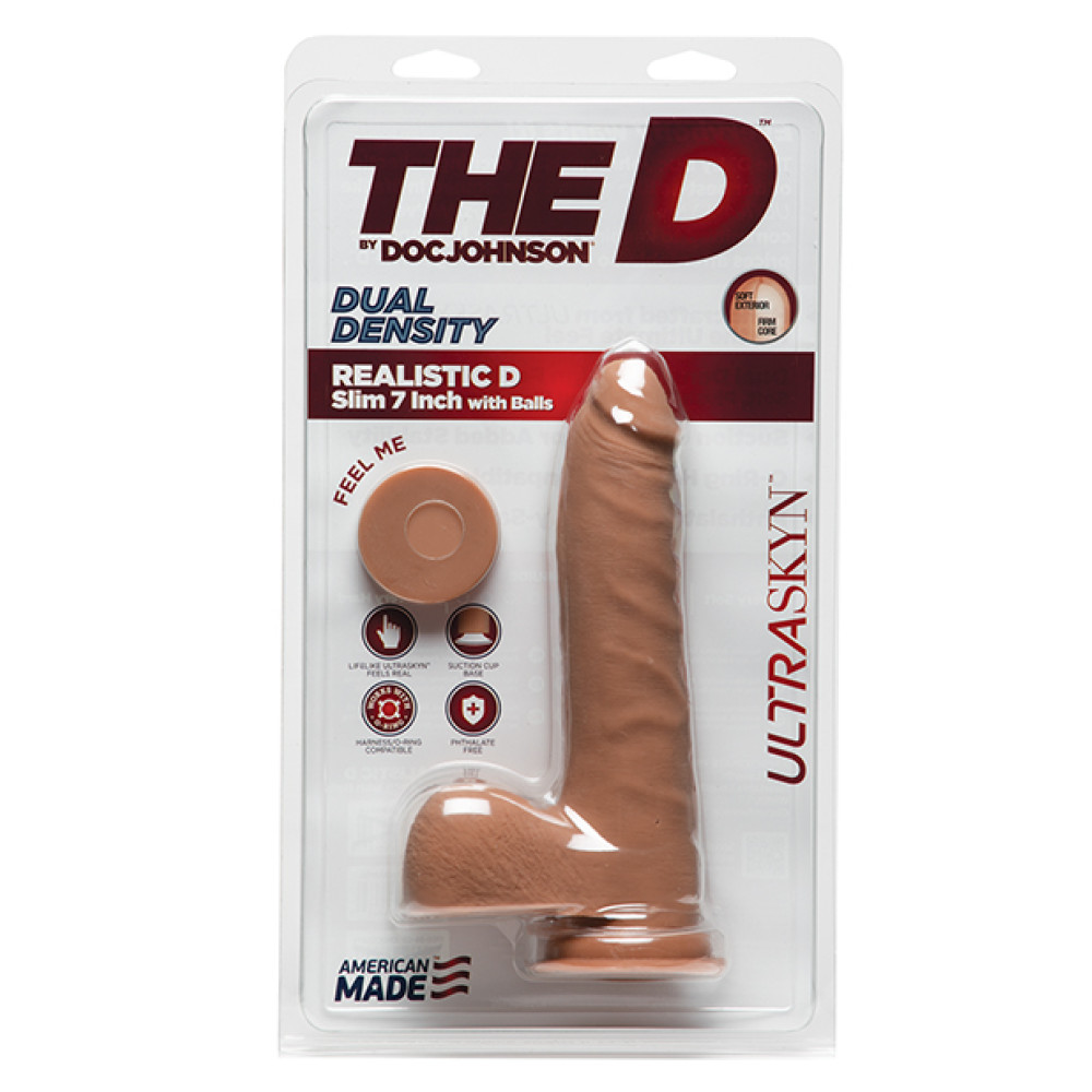 The D 7" Realistic D Slim w/Balls - Caramel