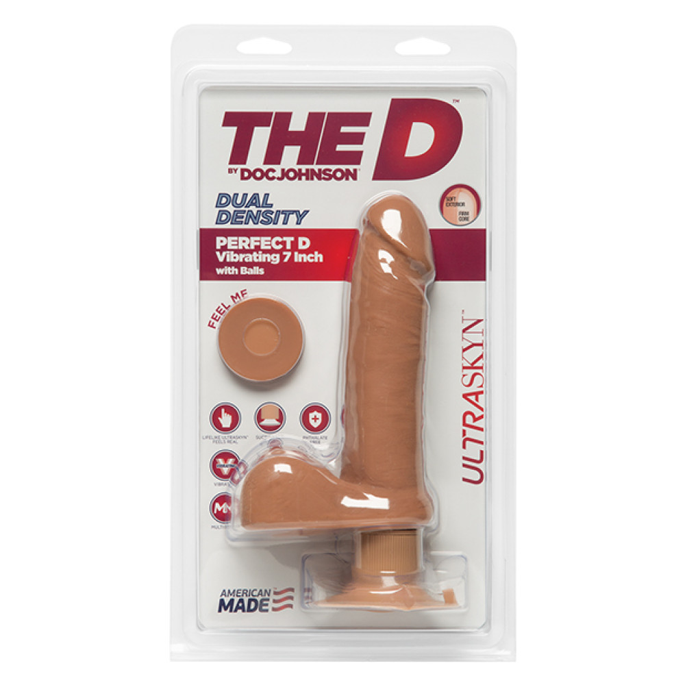 The D 7" Perfect D Vibrating w/Balls - Caramel