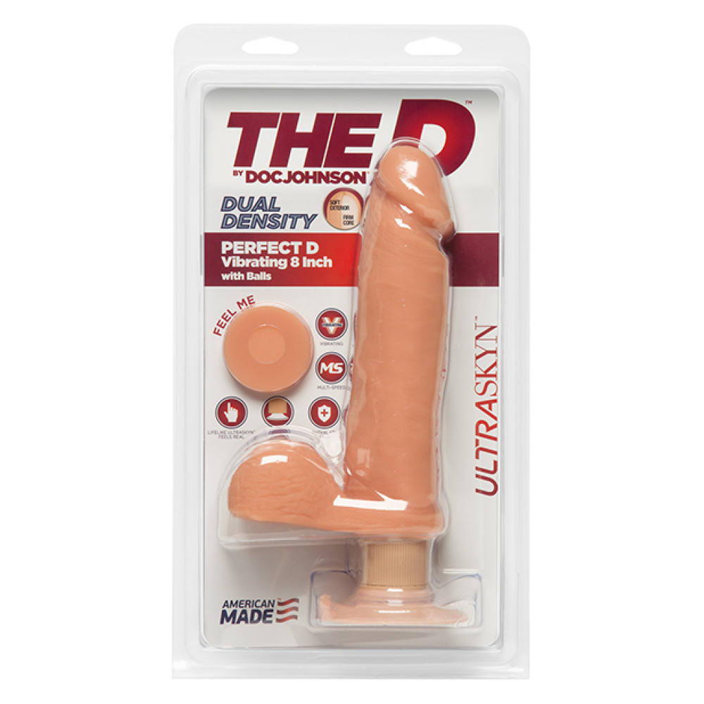 The D 8" Perfect D Vibrating w/Balls - Vanilla