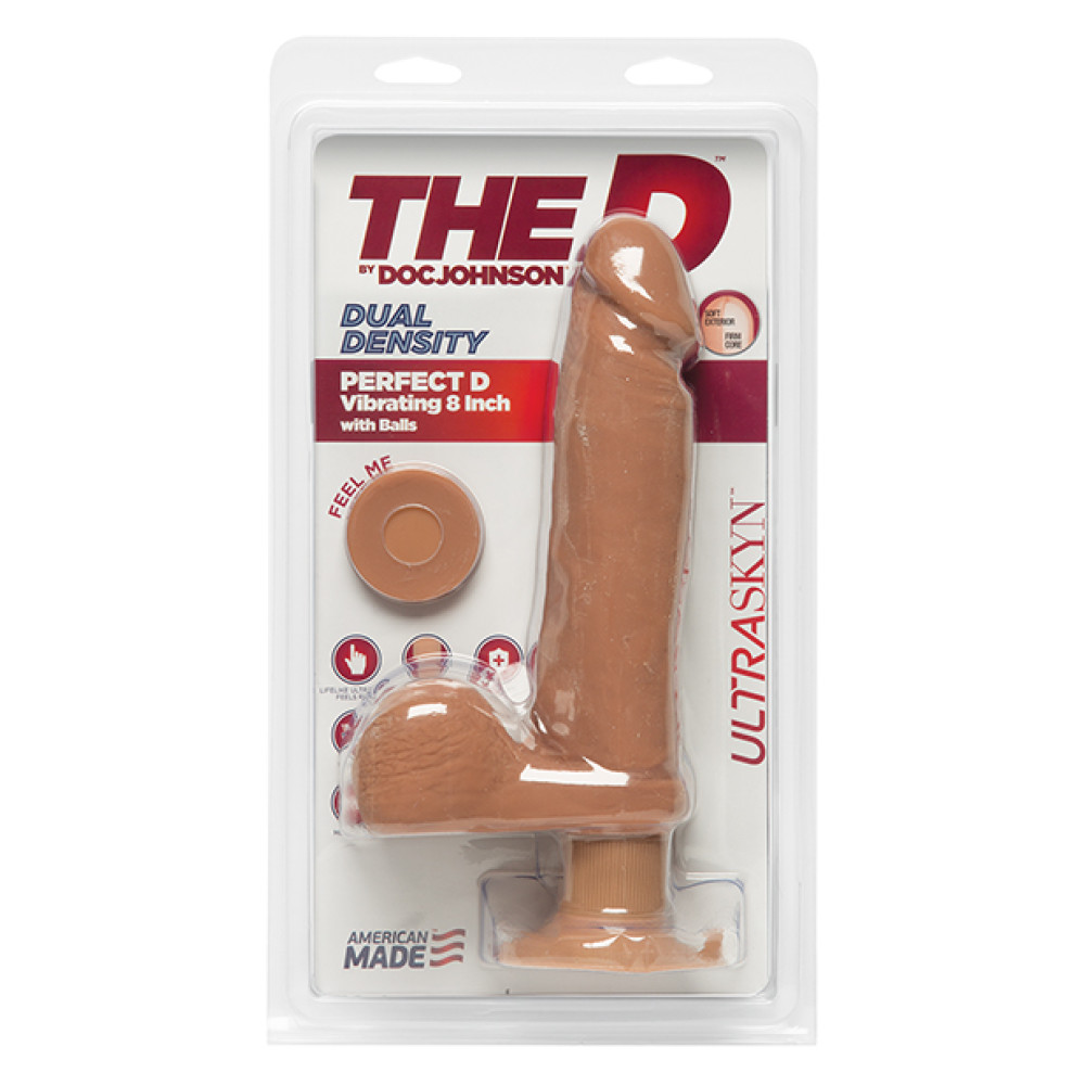 The D 8" Perfect D Vibrating w/Balls - Caramel