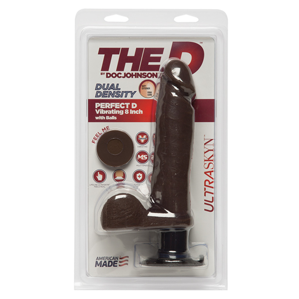 The D 8" Perfect D Vibrating w/Balls - Chocolate
