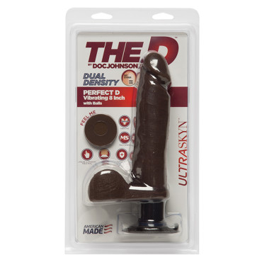 The D 8" Perfect D Vibrating w/Balls - Chocolate