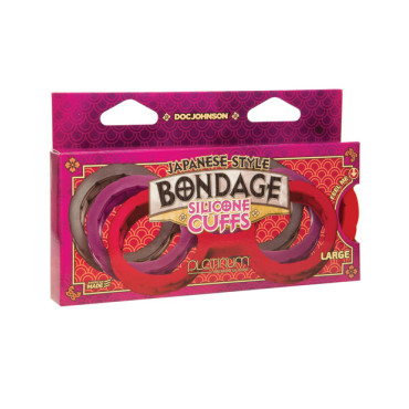 Japanese Bondage Silicone Cuffs Large - Red