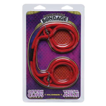 Japanese Style Bondage Wrist or Ankle Cotton Rope - Red