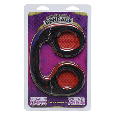 Japanese Style Bondage Wrist or Ankle Cotton Rope - Black