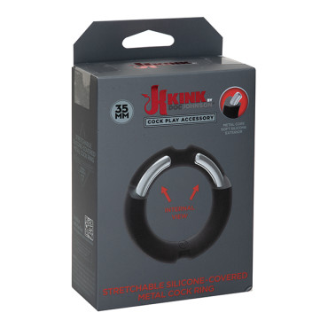 Kink Hybrid Silicone Covered Metal Cock Ring - 35 mm Black