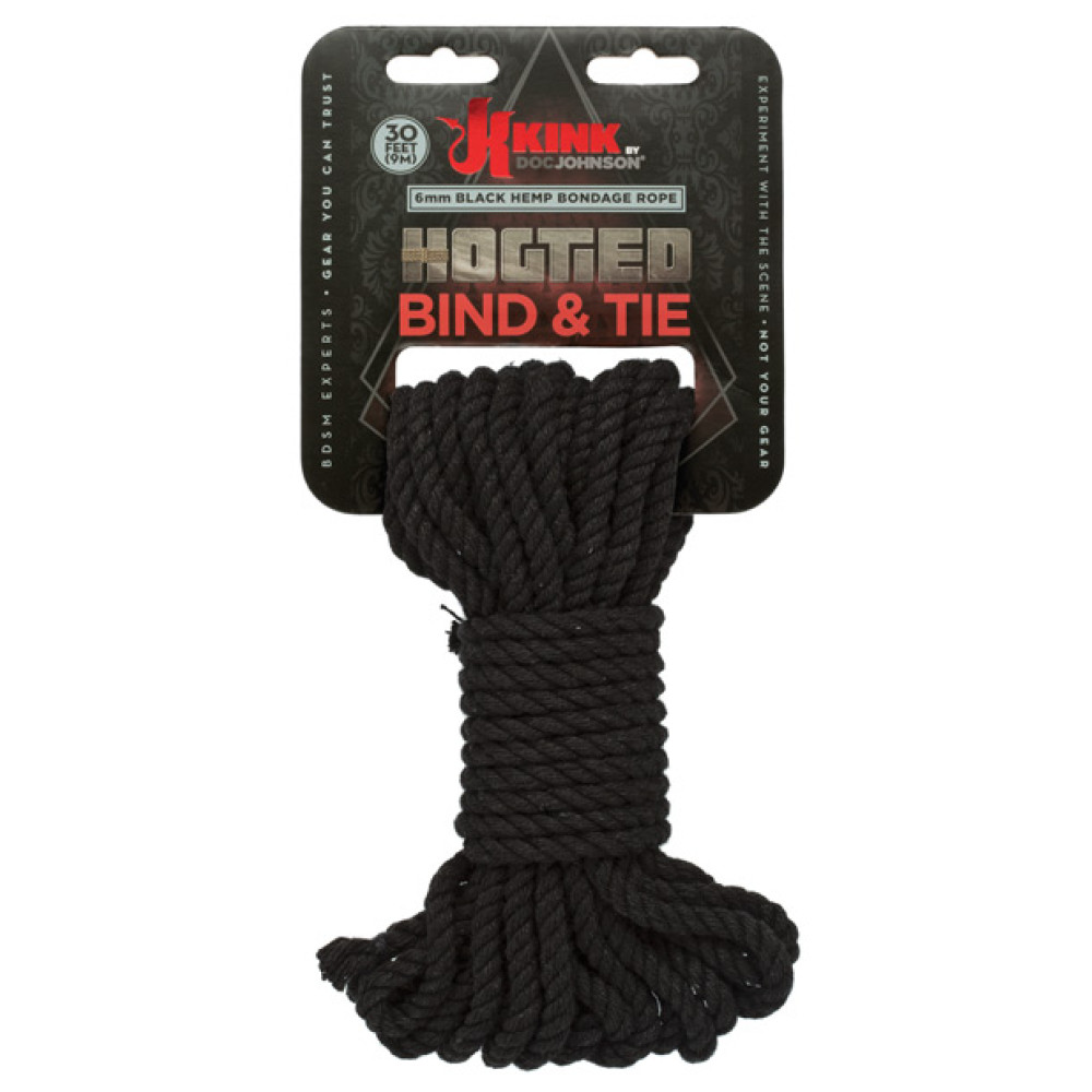 Kink Bind & Tie Hemp Bondage Rope - 30 ft - Black