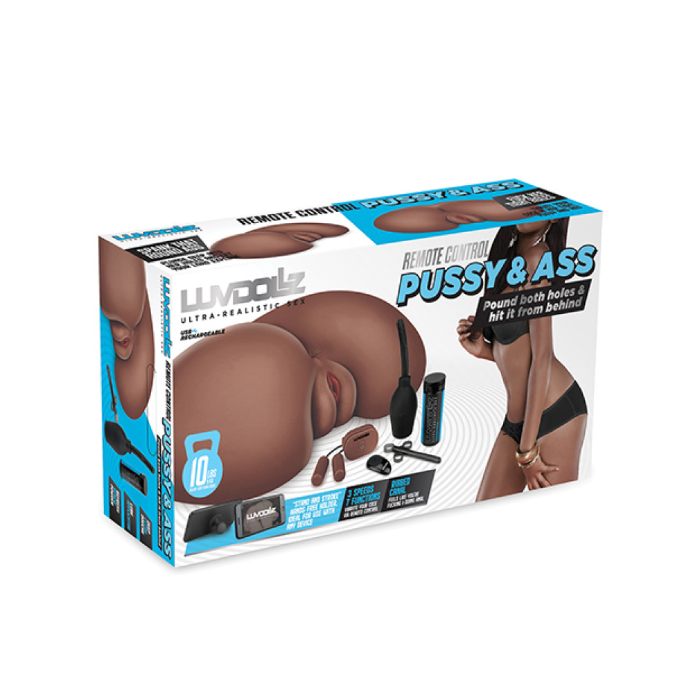 Luvdolz Remote Control Rechargeable Pussy & Ass w/Douche - Mocha Luvdolz Remote Control Rechargeable Pussy & Ass w/Douche - Mocha