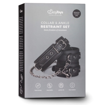 Easy Toys Faux Leather Collar w/Anklecuff - Black