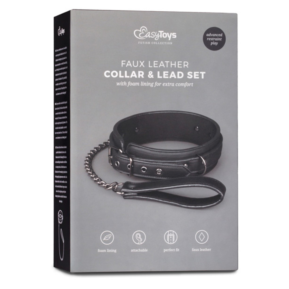 Easy Toys Fetish Collar w/Leash - Black