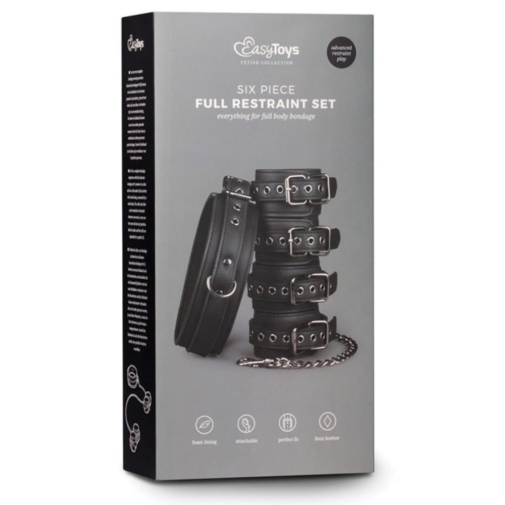 Easy Toys Fetish Set w/Collar, Ankle & Wrist Cuffs - Black