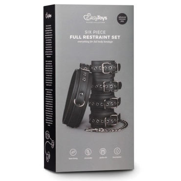 Easy Toys Fetish Set w/Collar, Ankle & Wrist Cuffs - Black