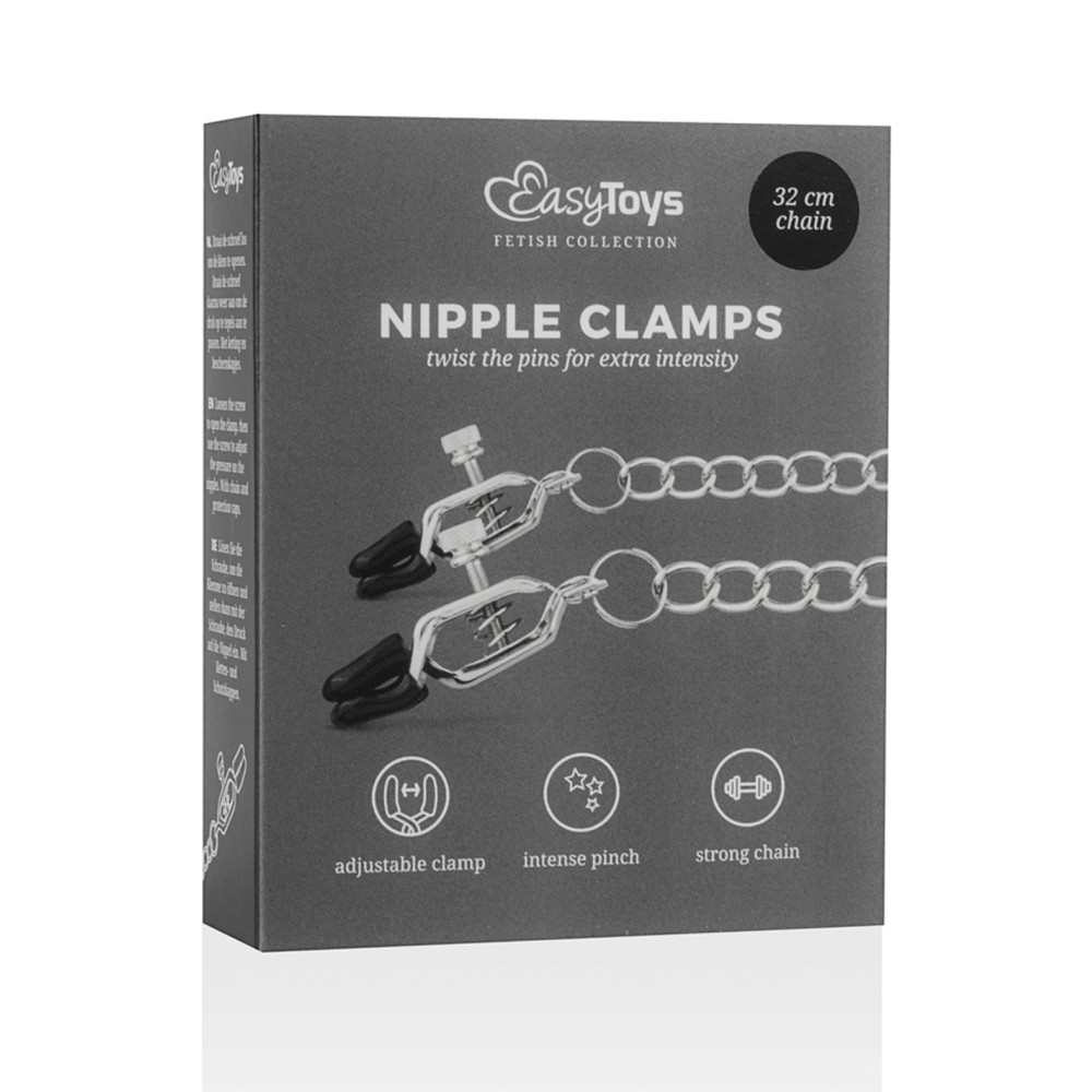 Easy Toys Big Nipple Clamps w/Chain - Silver
