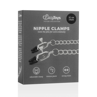 Easy Toys Big Nipple Clamps w/Chain - Silver