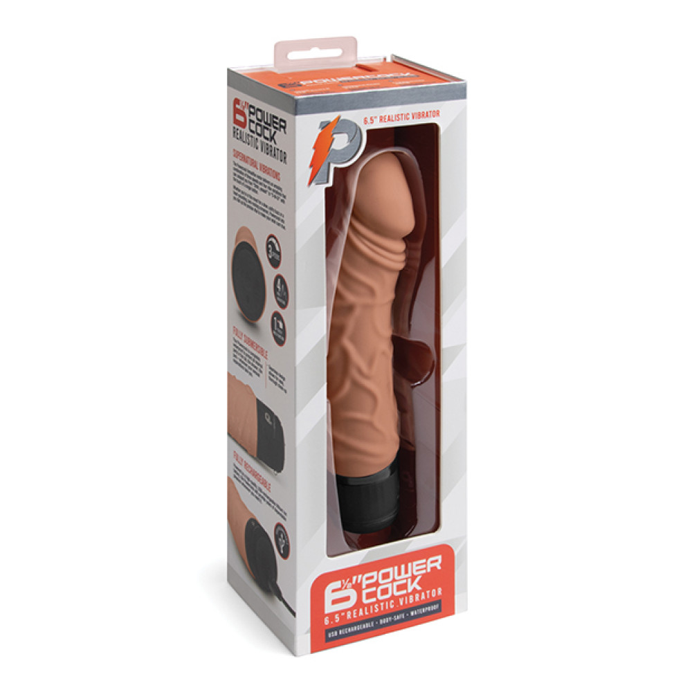 Powercocks 6.5" Realistic Vibrator - Mocha