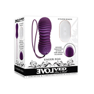 Evolved Eager Egg Vibrating & Thrusting Egg w/Remote - Purple