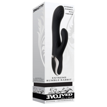 Evolved Extreme Rumble Rabbit Dual Stim Rechargeable - Black