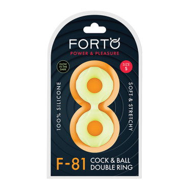 Forto F-81 44mm Double Ring Liquid Silicone Cock Ring - Glow in the Dark